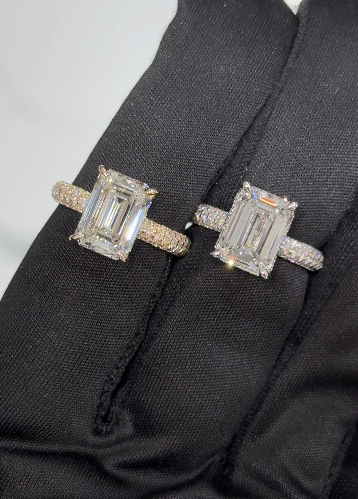 4ct IGI Certified Emerald Cut 14K Gold Lab Grown Diamond Engagement Ring