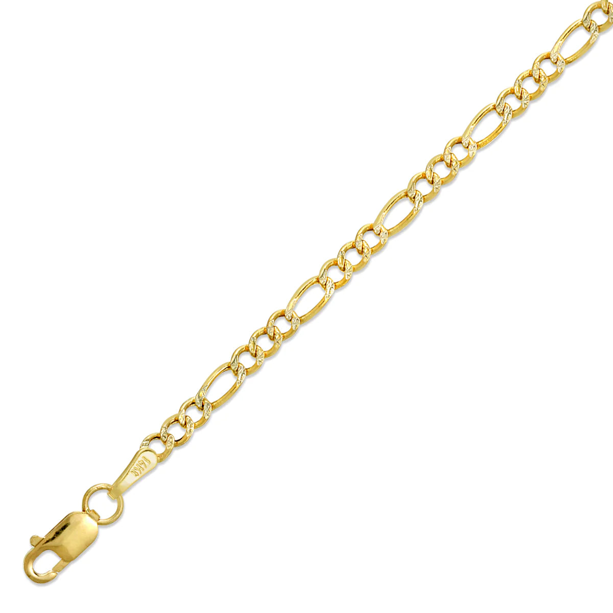 2.5MM HOLLOW WHITE PAVE FIGARO CHAIN