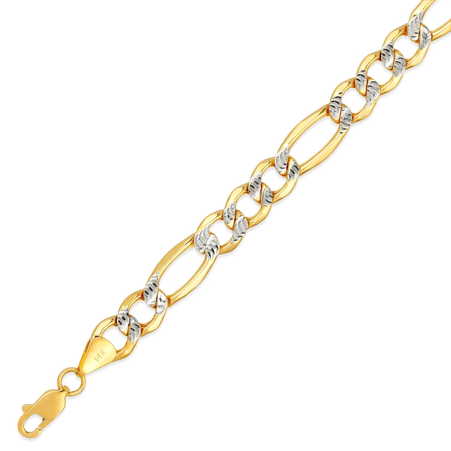 9.2MM HOLLOW WHITE PAVE FIGARO CHAIN