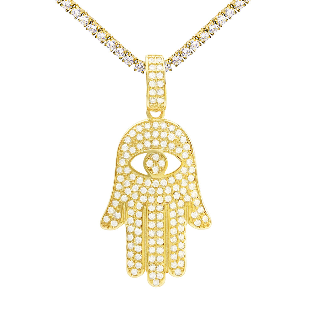 MOISSANITE HAMSA EYE PENDANT