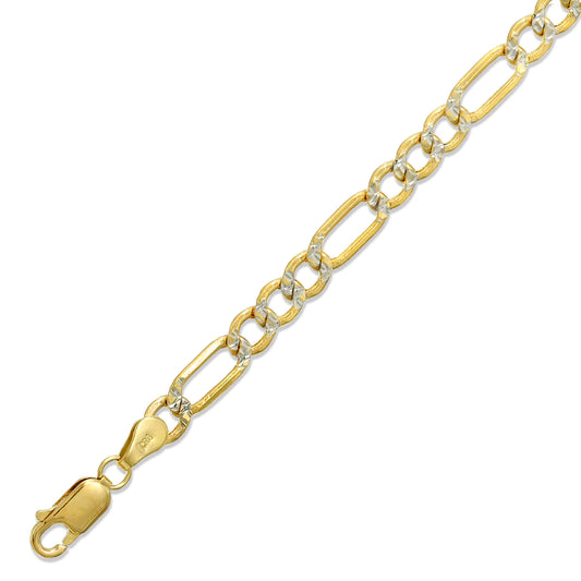 5MM HOLLOW WHITE PAVE FIGARO CHAIN