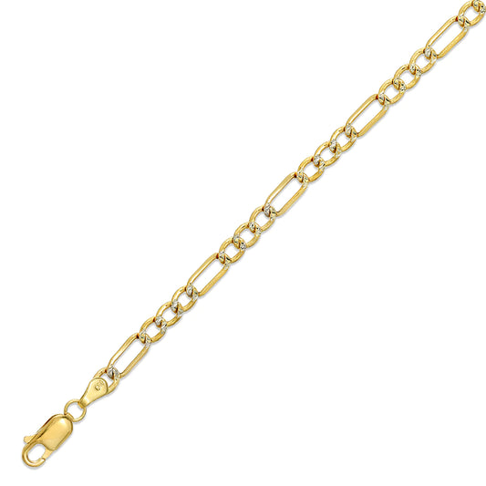 4MM HOLLOW WHITE PAVE FIGARO CHAIN