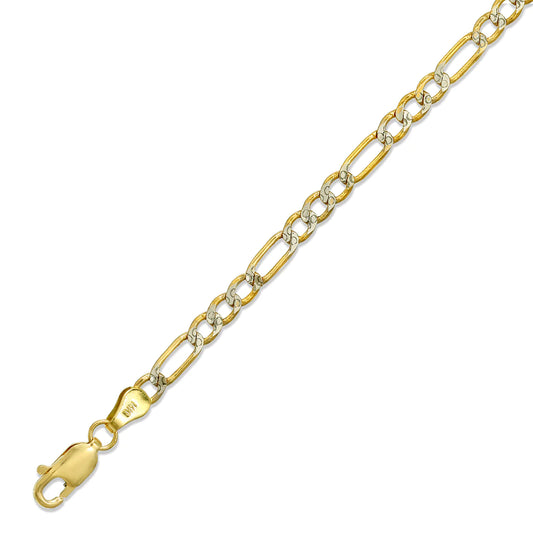 3.2MM HOLLOW WHITE PAVE FIGARO CHAIN