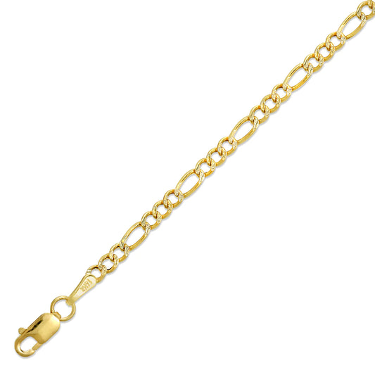 2.5MM HOLLOW WHITE PAVE FIGARO CHAIN