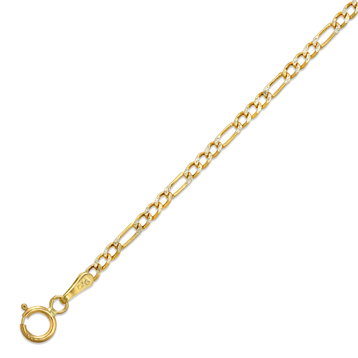 2MM HOLLOW WHITE PAVE FIGARO CHAIN