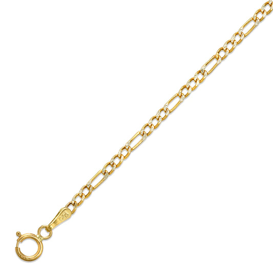 2MM HOLLOW WHITE PAVE FIGARO CHAIN