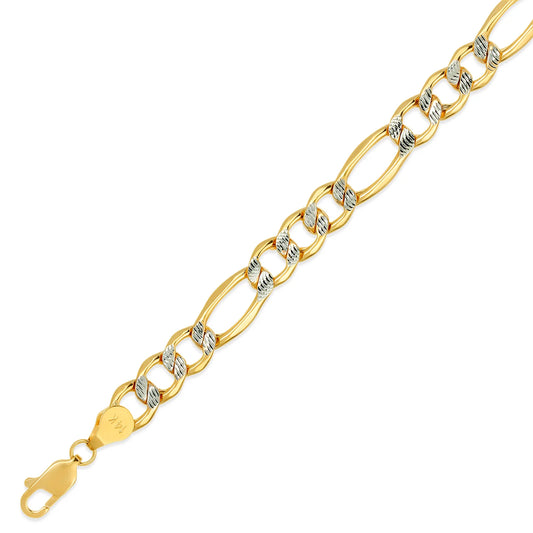 7.5MM HOLLOW WHITE PAVE FIGARO CHAIN