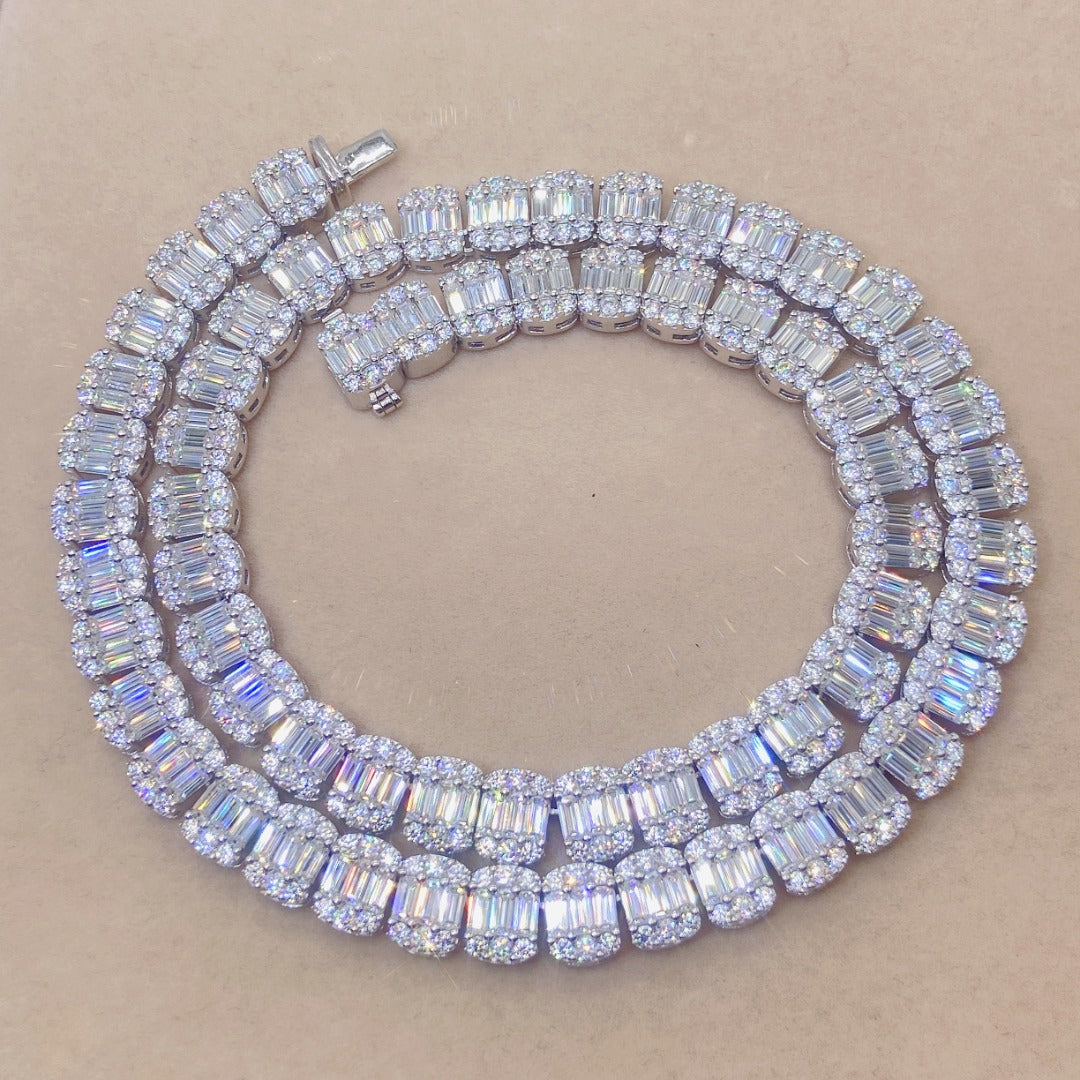 9MM MOISSANITE BAGUETTE LINK CHAIN