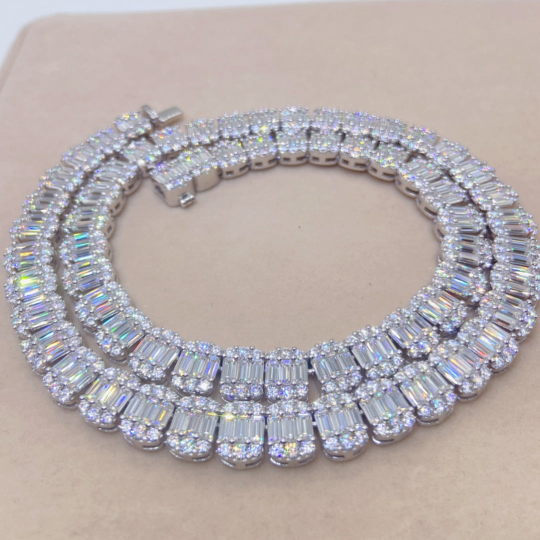 9MM MOISSANITE BAGUETTE LINK CHAIN