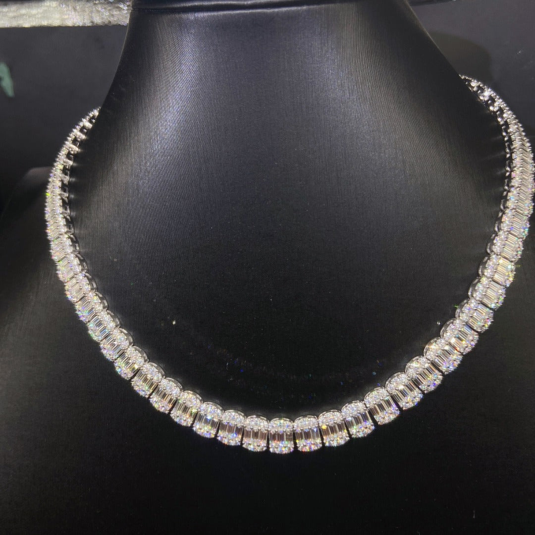 9MM MOISSANITE BAGUETTE LINK CHAIN