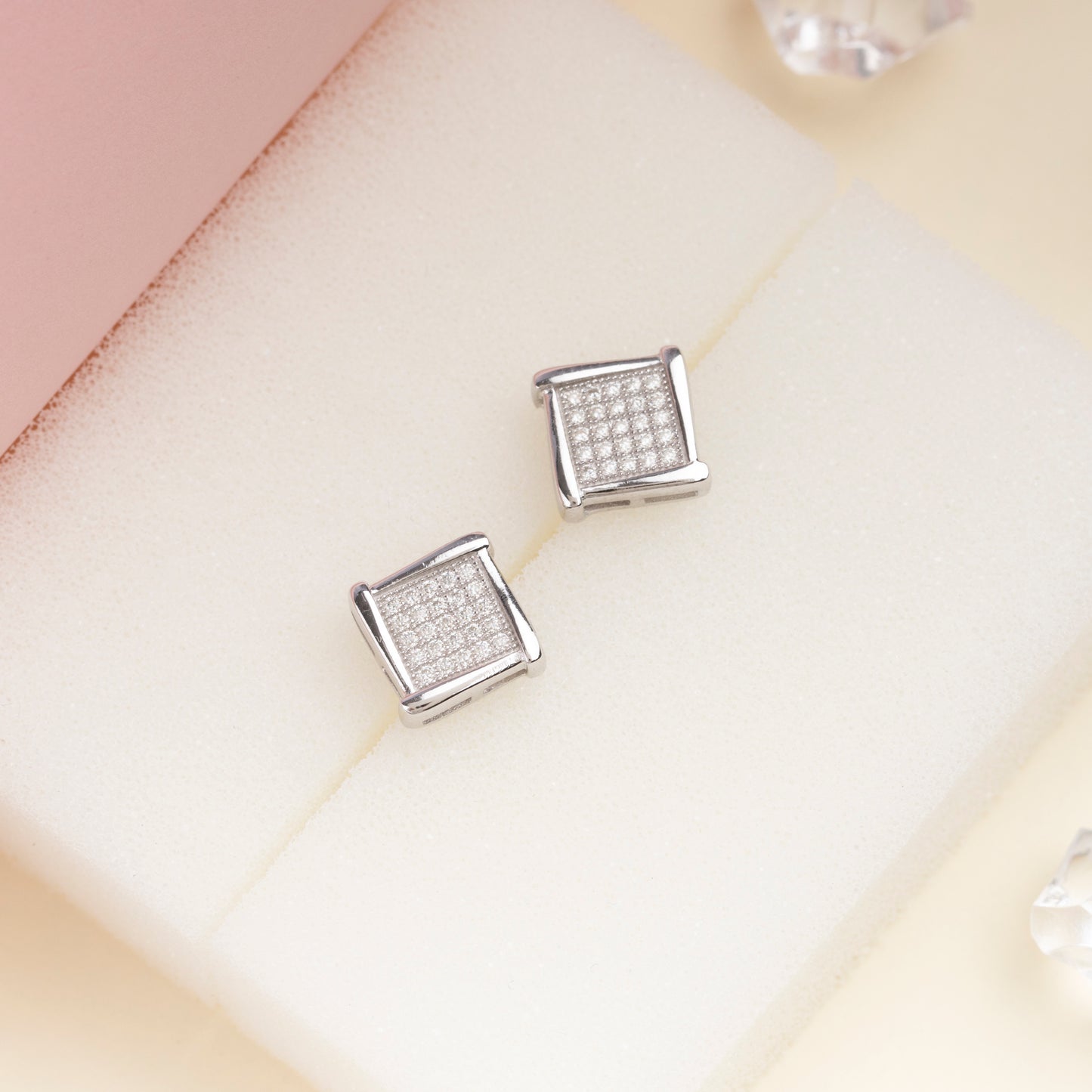 8MM MOISSANITE SQUARE EARRINGS