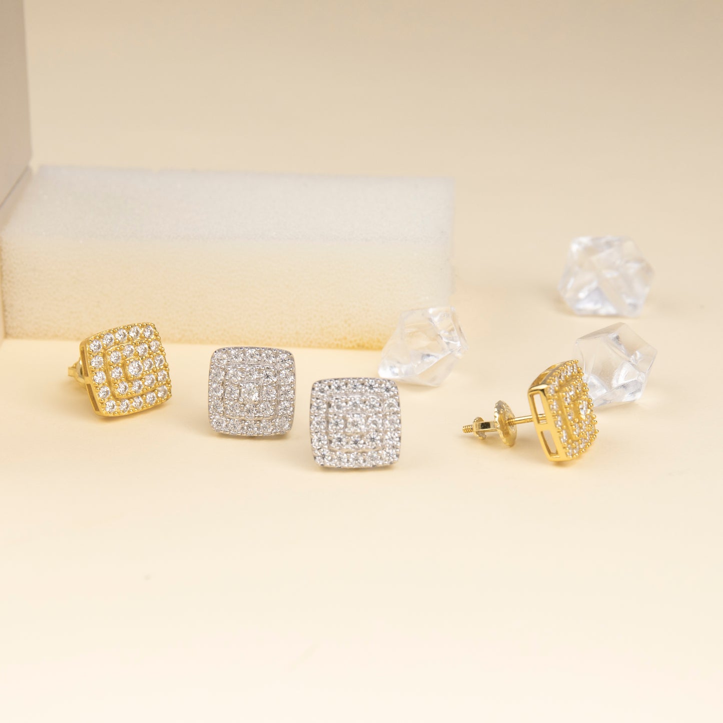 10MM MOISSANITE SQUARE EARRINGS