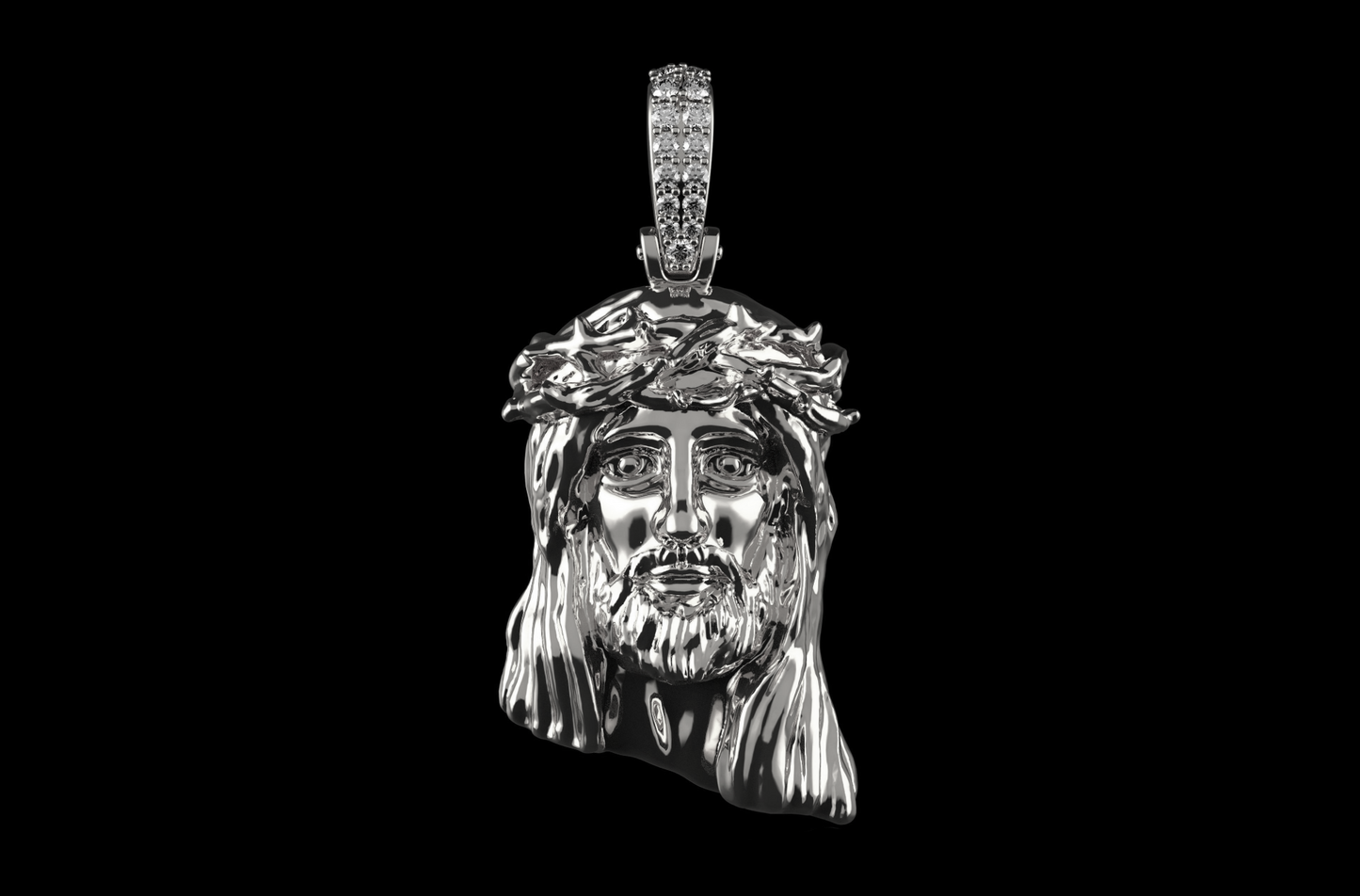 DIAMOND JESUS HEAD PENDANT