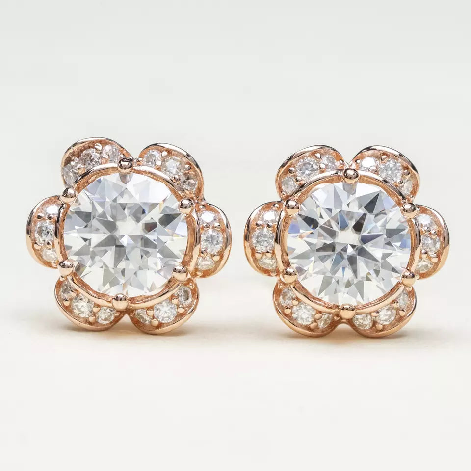 6.5MM MOISSANITE FLOWER EARRINGS