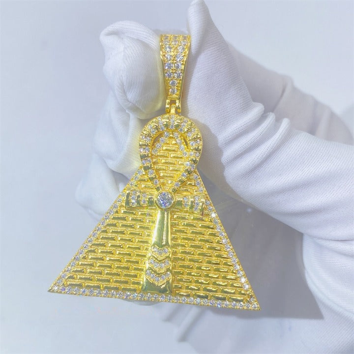 MOISSANITE ANKH PYRAMID PENDANT