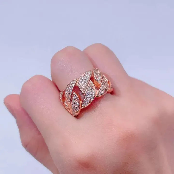 MOISSANITE CUBAN LINK RING