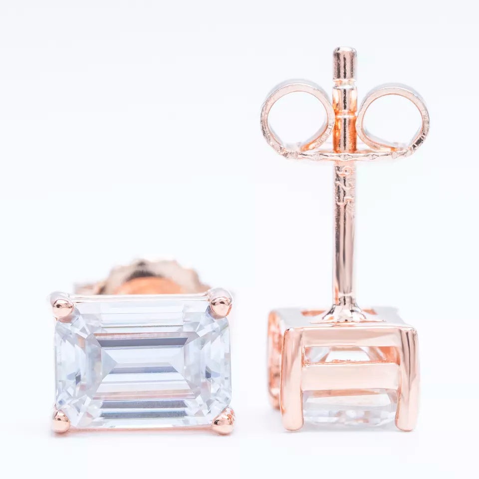 6MM-11MM MOISSANITE EMERALD CUT EARRINGS