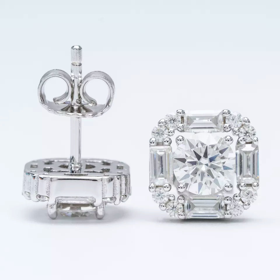 8MM MOISSANITE BAGUETTE SQUARE EARRINGS