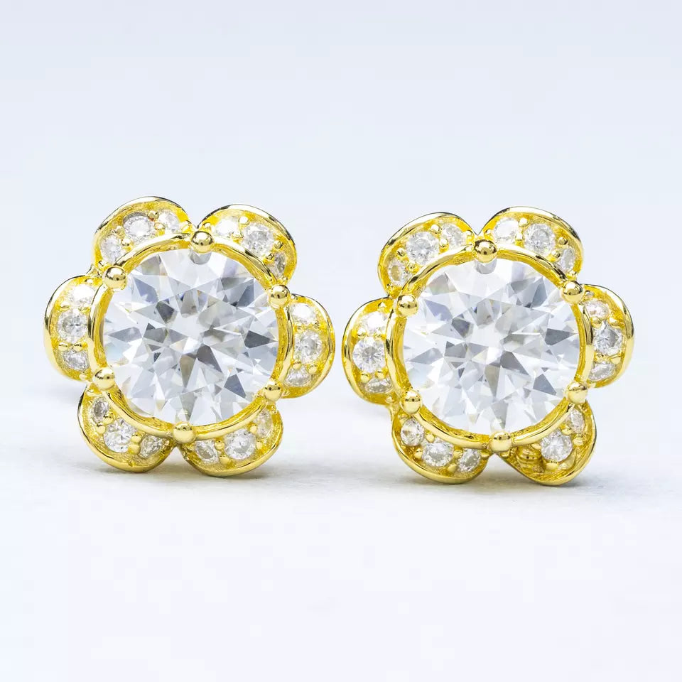 6.5MM MOISSANITE FLOWER EARRINGS