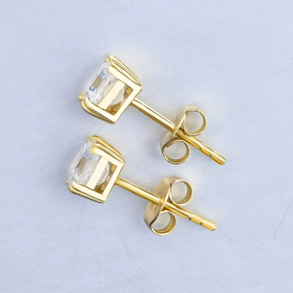 4MM-9MM MOISSANITE ASSCHER CUT STUD EARRINGS