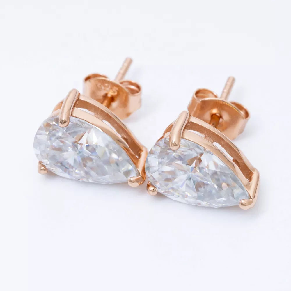 5MM-8MM MOISSANITE PEAR CUT STUD EARRINGS