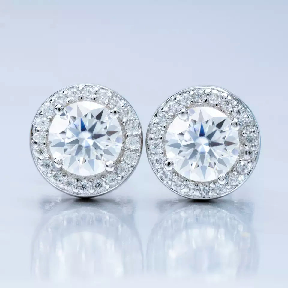 9MM-11MM MOISSANITE ROUND EARRINGS