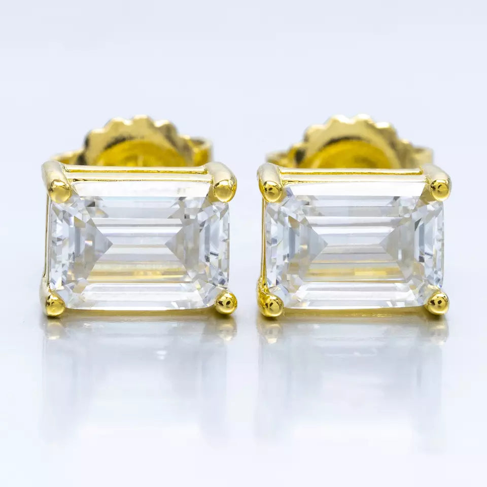 6MM-11MM MOISSANITE EMERALD CUT EARRINGS