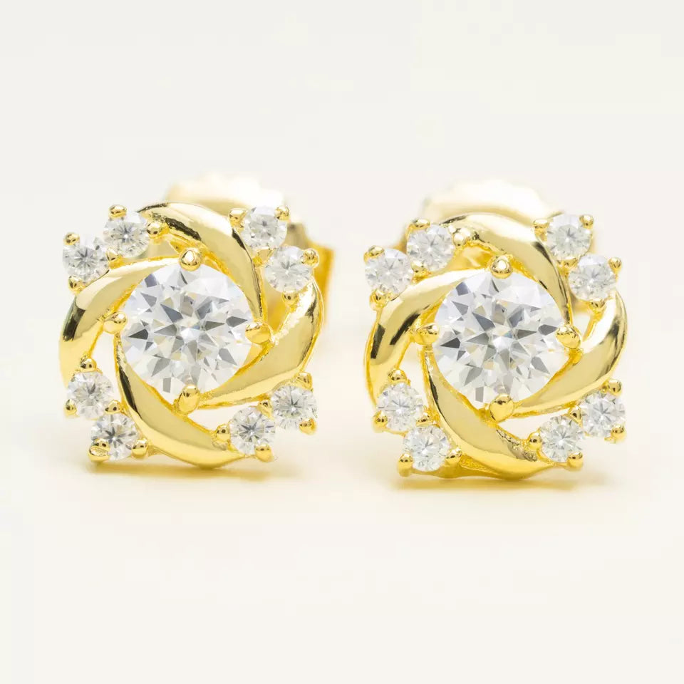 8MM MOISSANITE FLOWER SWIRL EARRINGS