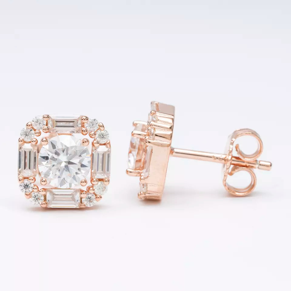 8MM MOISSANITE BAGUETTE SQUARE EARRINGS