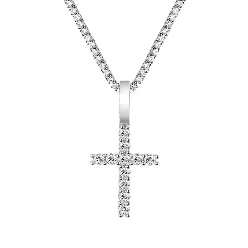 MOISSANITE TENNIS CROSS PENDANT