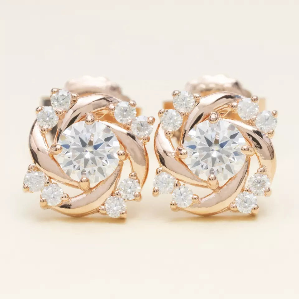 8MM MOISSANITE FLOWER SWIRL EARRINGS