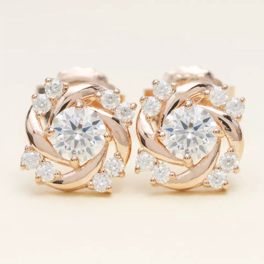 8MM MOISSANITE FLOWER SWIRL EARRINGS