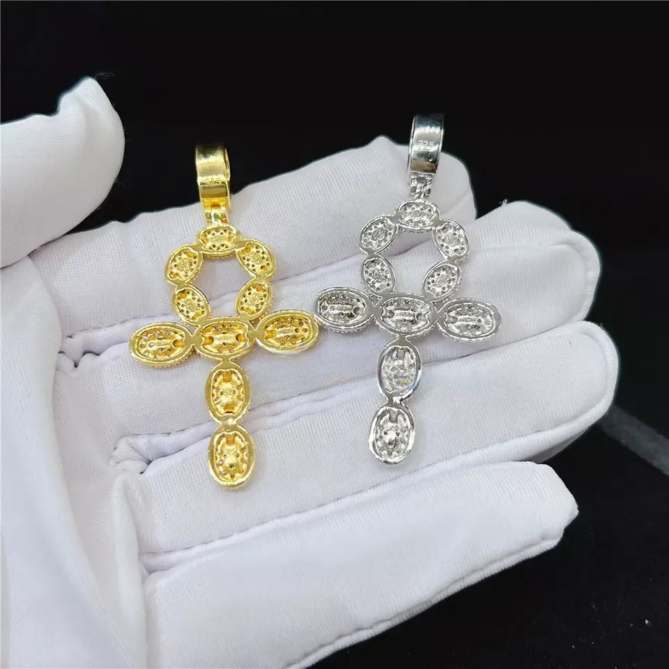 MOISSANITE GUCCI LINK ANKH PENDANT