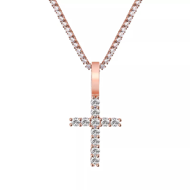 MOISSANITE TENNIS CROSS PENDANT