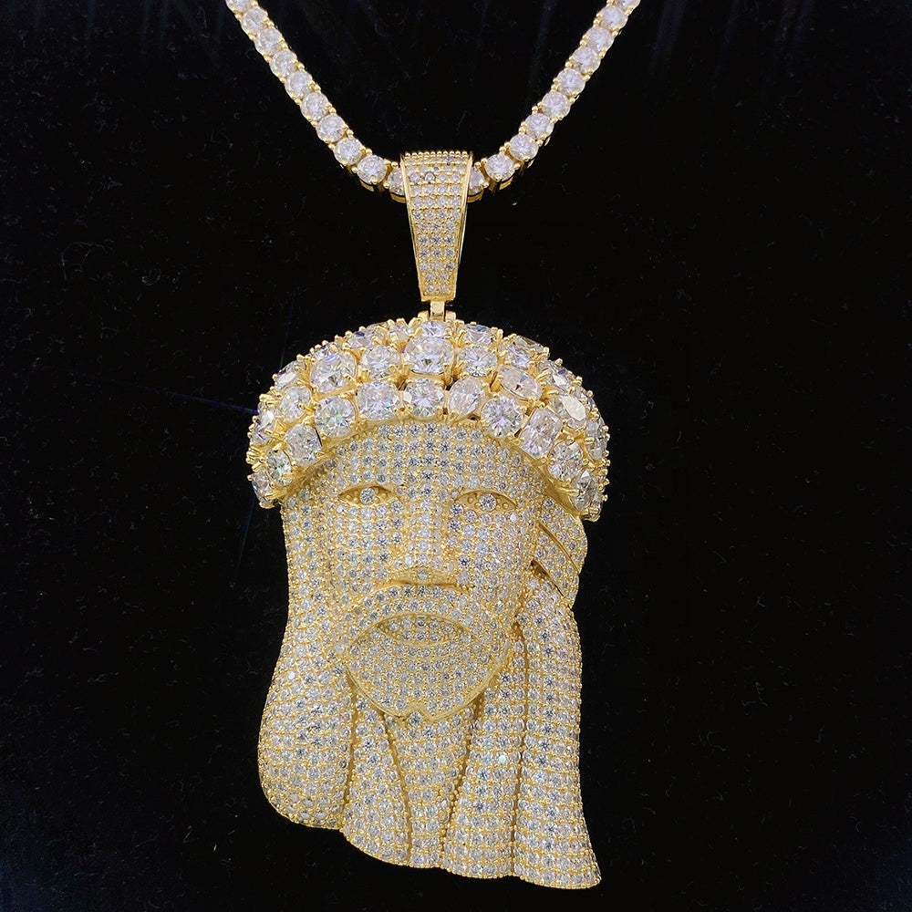 MOISSANITE JESUS HEAD PENDANT