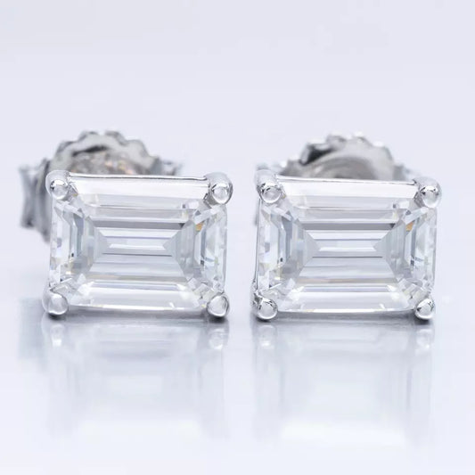 6MM-11MM MOISSANITE EMERALD CUT EARRINGS