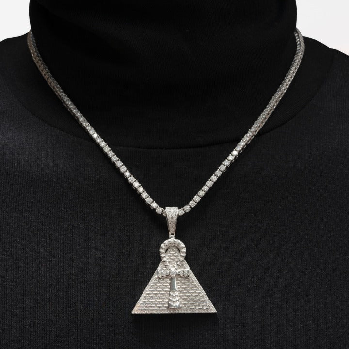 MOISSANITE ANKH PYRAMID PENDANT