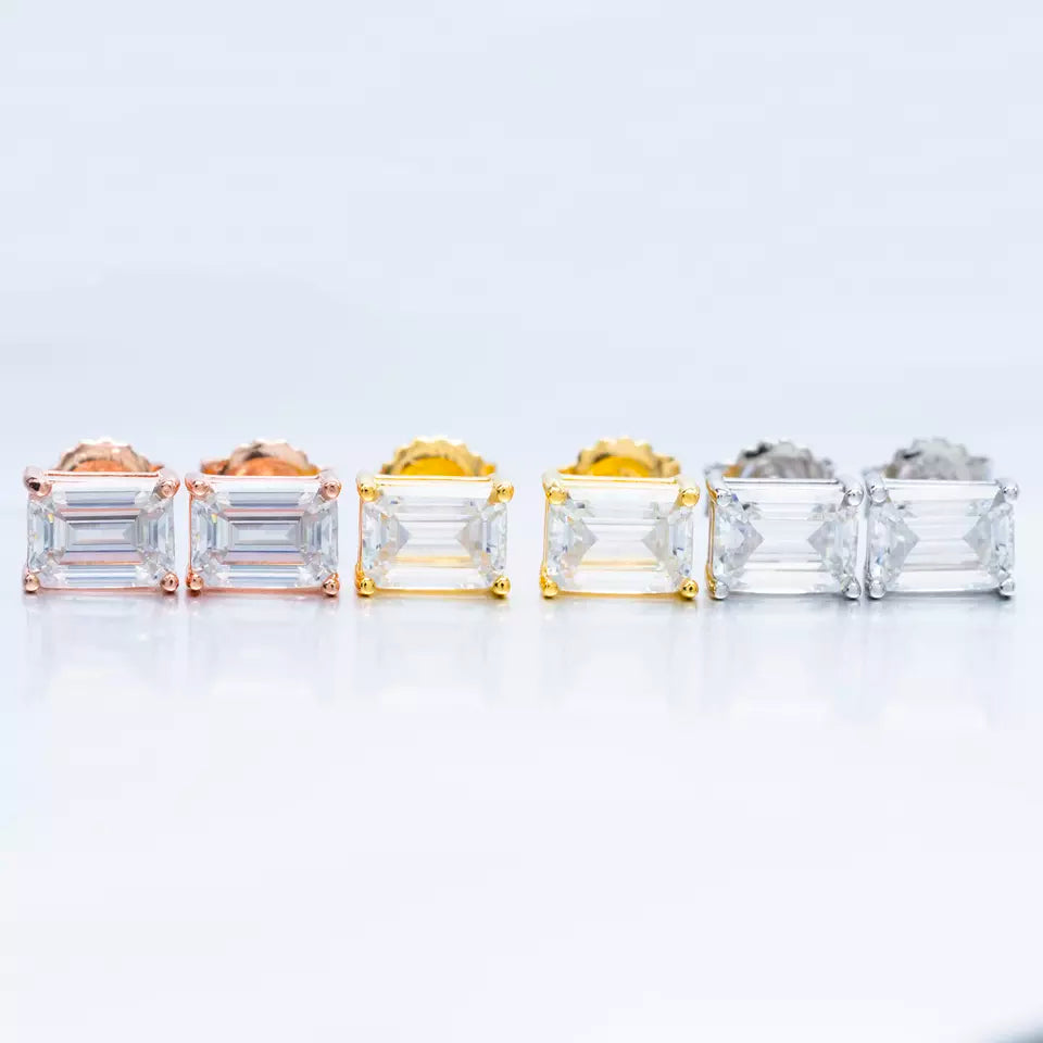 6MM-11MM MOISSANITE EMERALD CUT EARRINGS