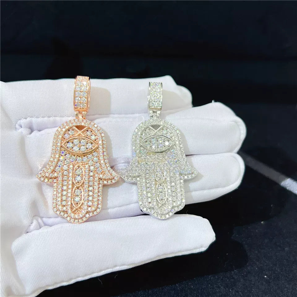 MOISSANITE HAMSA EYE PENDANT