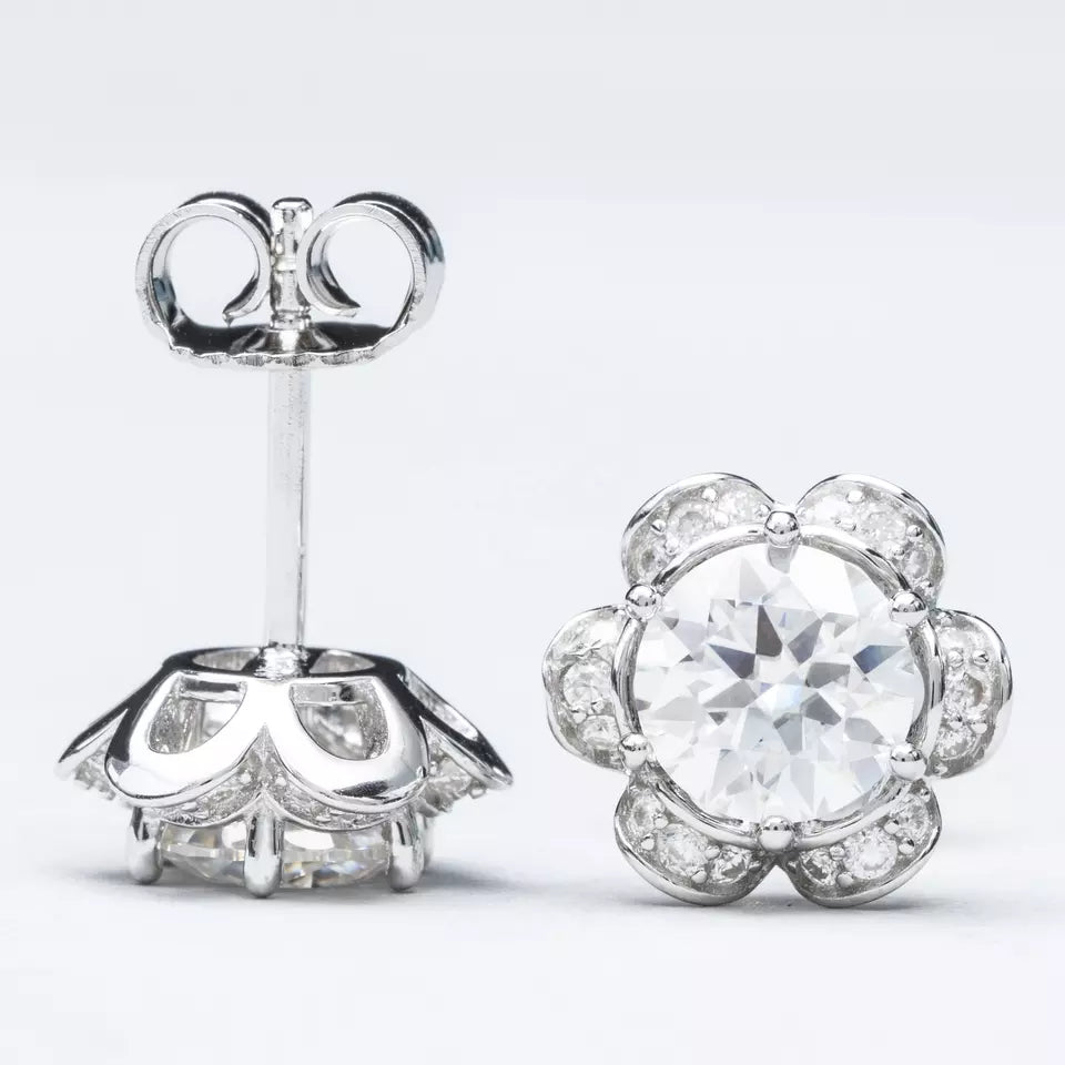 6.5MM MOISSANITE FLOWER EARRINGS