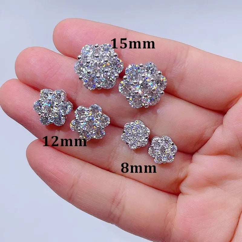 8MM-15MM MOISSANITE HONEYCOMB CLUSTER EARRINGS