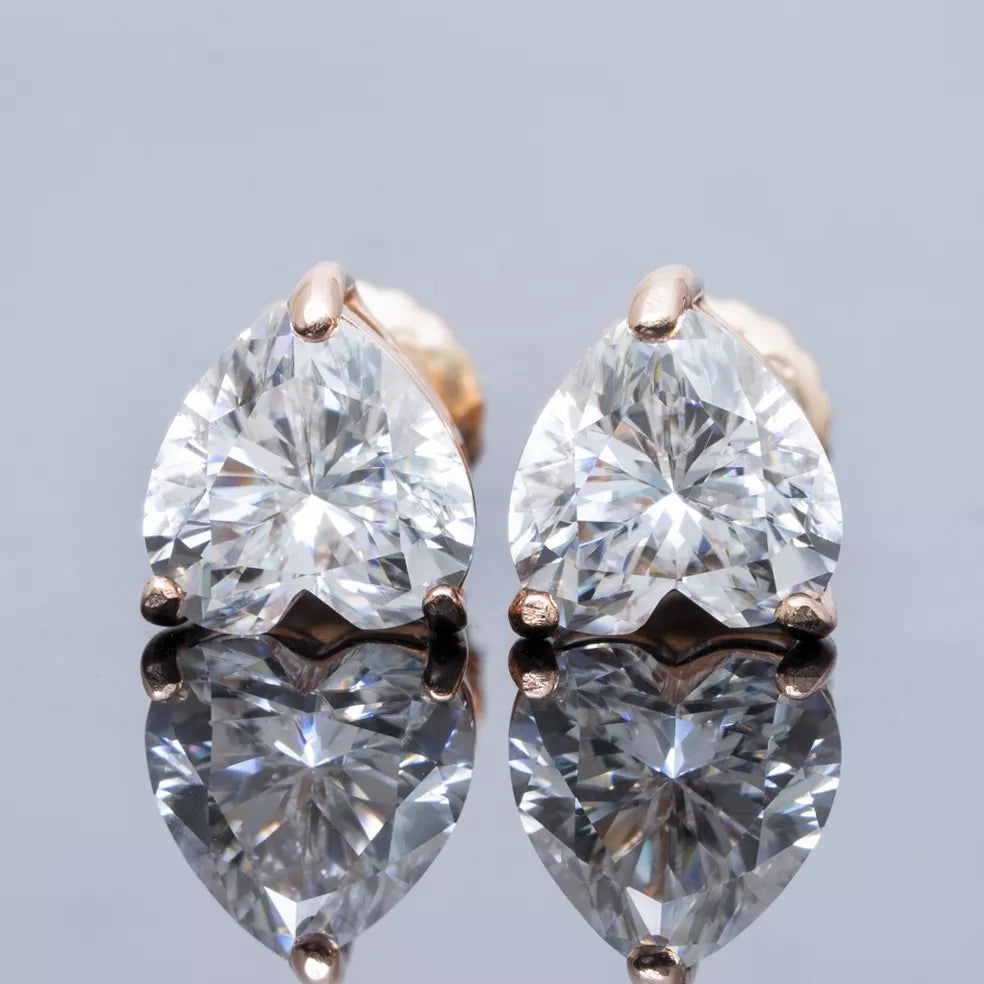 4MM-10MM MOISSANITE HEART CUT STUD EARRINGS