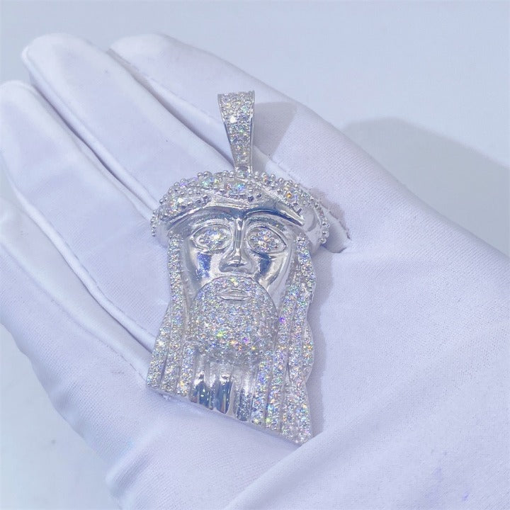 MOISSANITE JESUS HEAD PENDANT