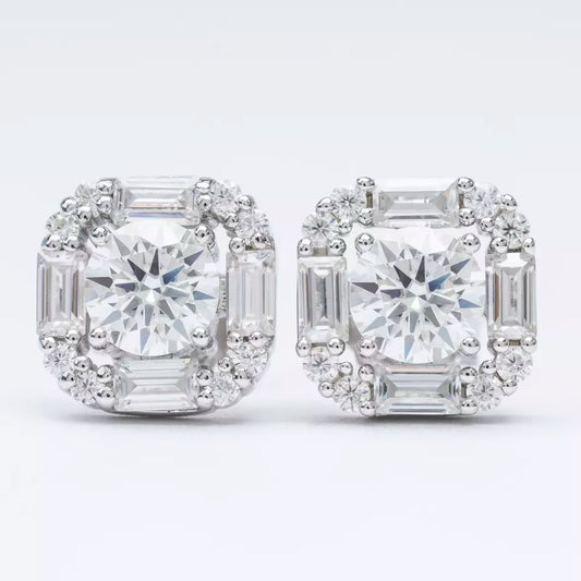 8MM MOISSANITE BAGUETTE SQUARE EARRINGS