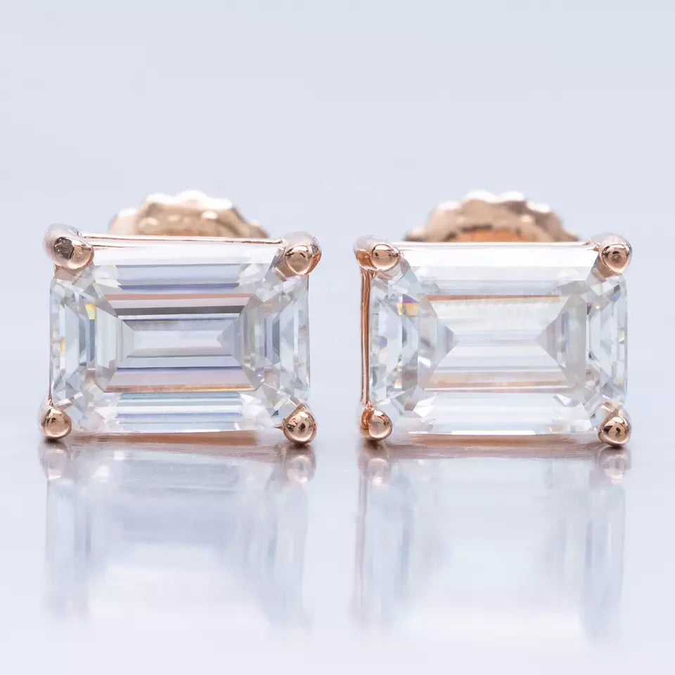 6MM-11MM MOISSANITE EMERALD CUT EARRINGS