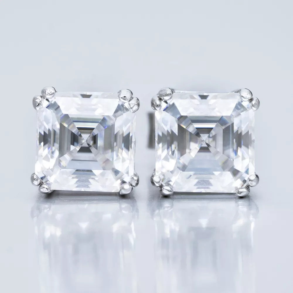 4MM-9MM MOISSANITE ASSCHER CUT STUD EARRINGS