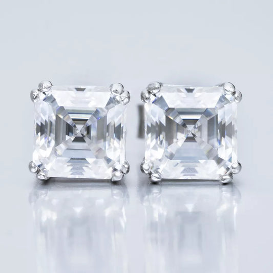 4MM-9MM MOISSANITE ASSCHER CUT STUD EARRINGS