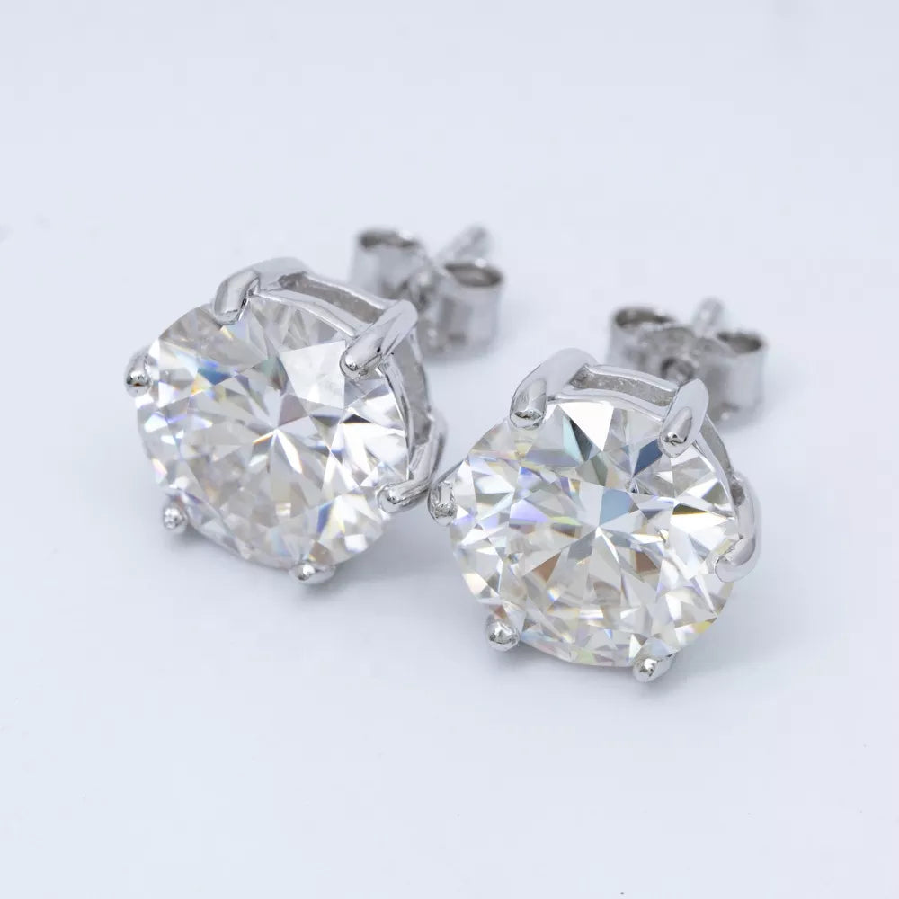 4MM-10MM MOISSANITE STUD EARRINGS (6 PRONG)