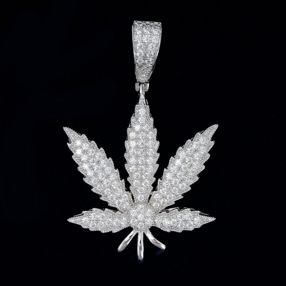 MOISSANITE MARIJUANA PENDANT