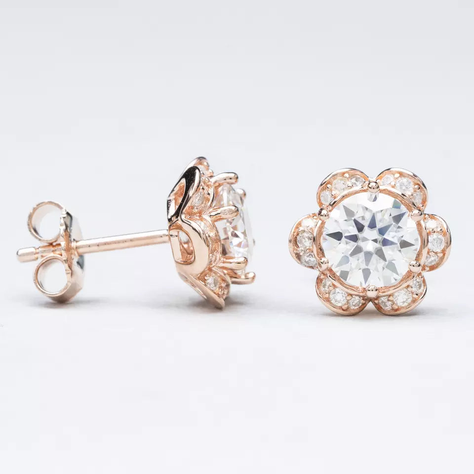 6.5MM MOISSANITE FLOWER EARRINGS